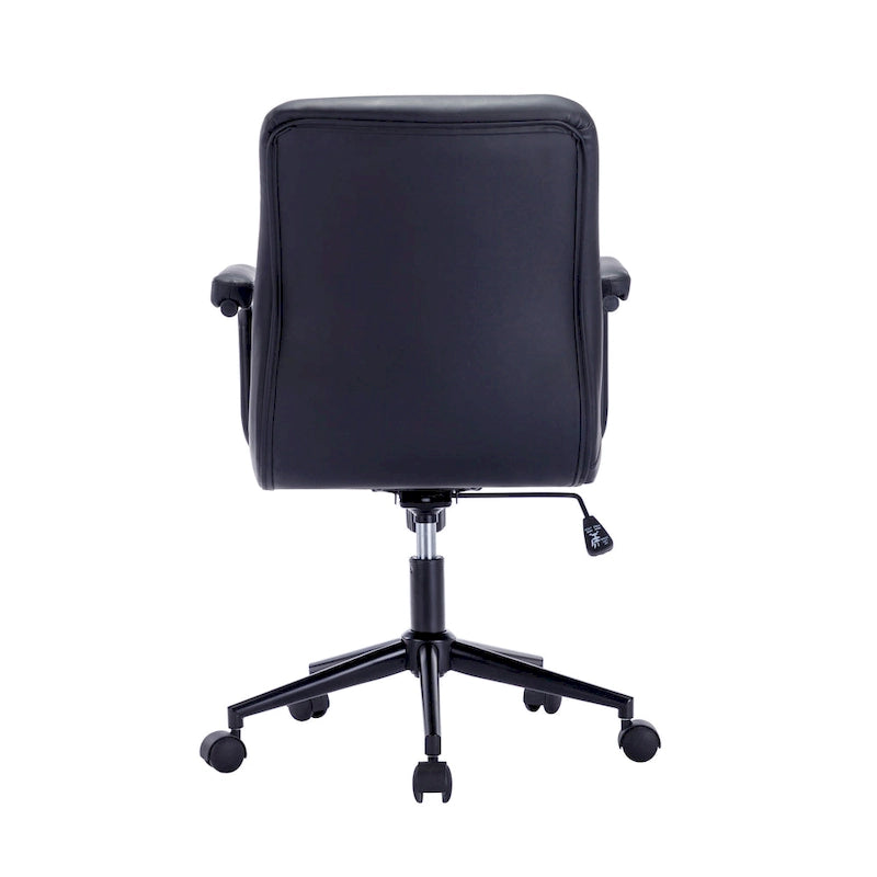 Silla de oficina de cuero sintético para la parte media de la espalda, marrón/blanca/negra, individual