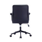 Silla de oficina de cuero sintético para la parte media de la espalda, marrón/blanca/negra, individual
