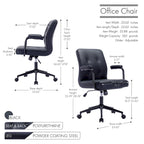 Silla de oficina de cuero sintético para la parte media de la espalda, marrón/blanca/negra, individual