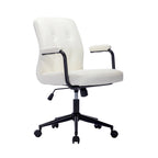 Silla de oficina de cuero sintético para la parte media de la espalda, marrón/blanca/negra, individual