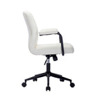 Silla de oficina de cuero sintético para la parte media de la espalda, marrón/blanca/negra, individual
