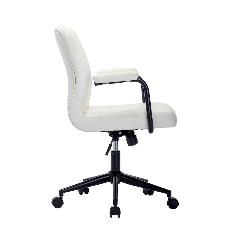 Silla de oficina de cuero sintético para la parte media de la espalda, marrón/blanca/negra, individual