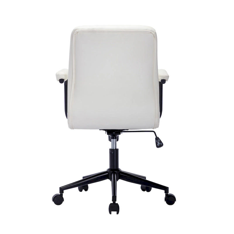 Silla de oficina de cuero sintético para la parte media de la espalda, marrón/blanca/negra, individual