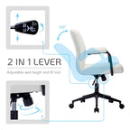 Silla de oficina de cuero sintético para la parte media de la espalda, marrón/blanca/negra, individual