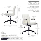 Silla de oficina de cuero sintético para la parte media de la espalda, marrón/blanca/negra, individual