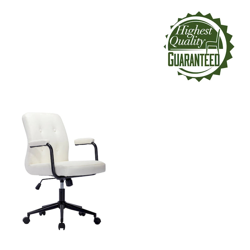 Silla de oficina de cuero sintético para la parte media de la espalda, marrón/blanca/negra, individual
