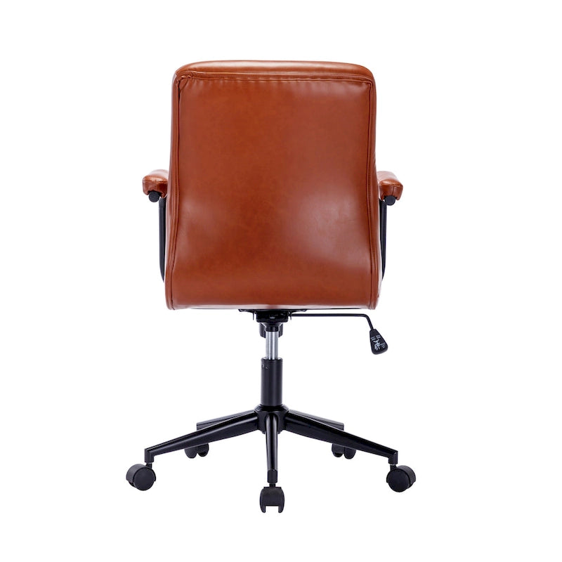 Silla de oficina de cuero sintético para la parte media de la espalda, marrón/blanca/negra, individual