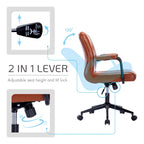 Silla de oficina de cuero sintético para la parte media de la espalda, marrón/blanca/negra, individual