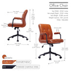Silla de oficina de cuero sintético para la parte media de la espalda, marrón/blanca/negra, individual