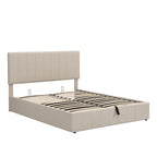 Cama Plataforma Beige Queen Tapizada con Almacenamiento Hidráulico, Capacidad para 2 Personas