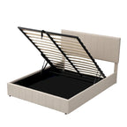 Cama Plataforma Beige Queen Tapizada con Almacenamiento Hidráulico, Capacidad para 2 Personas