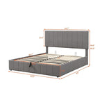Cama Plataforma Beige Queen Tapizada con Almacenamiento Hidráulico, Capacidad para 2 Personas