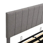 Cama Plataforma Beige Queen Tapizada con Almacenamiento Hidráulico, Capacidad para 2 Personas