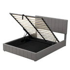 Cama Plataforma Beige Queen Tapizada con Almacenamiento Hidráulico, Capacidad para 2 Personas