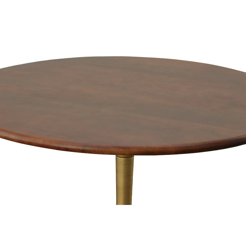 Mesa de comedor redonda con pedestal Elm / Antique Gold & Black, 4 asientos