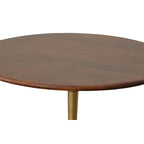 Mesa de comedor redonda con pedestal Elm / Antique Gold & Black, 4 asientos