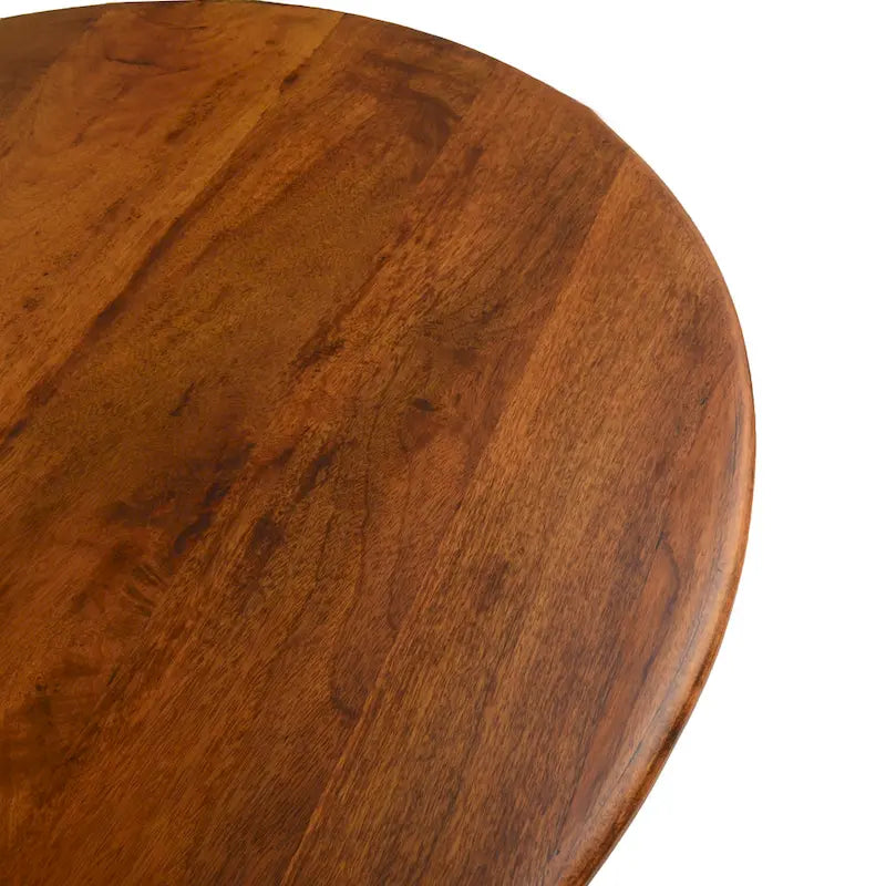 Mesa de comedor redonda con pedestal Elm / Antique Gold & Black, 4 asientos