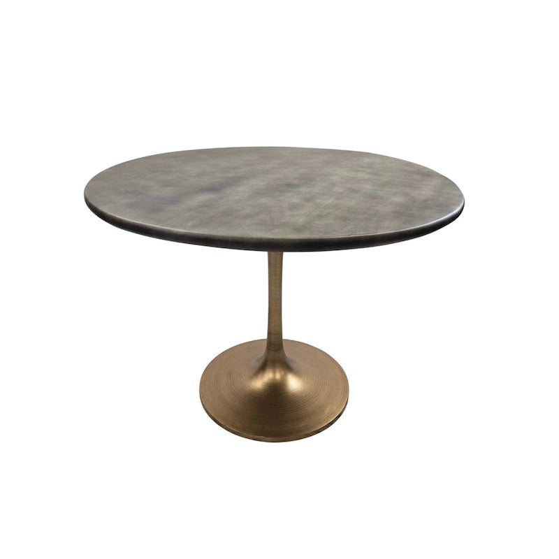 Mesa de comedor redonda con pedestal Elm / Antique Gold & Black, 4 asientos