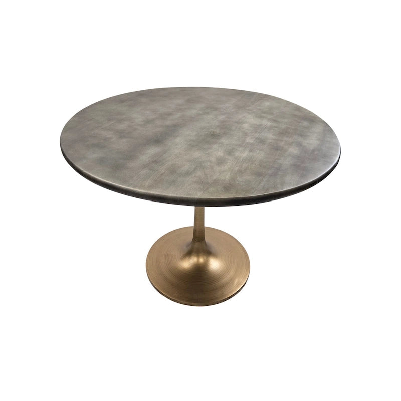 Mesa de comedor redonda con pedestal Elm / Antique Gold & Black, 4 asientos