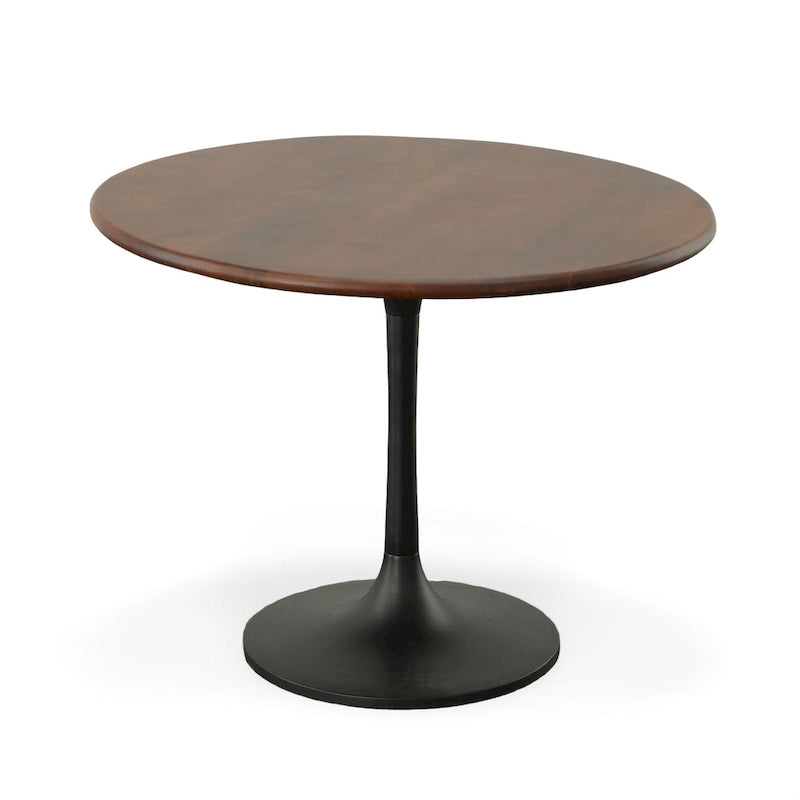 Mesa de comedor redonda con pedestal Elm / Antique Gold & Black, 4 asientos