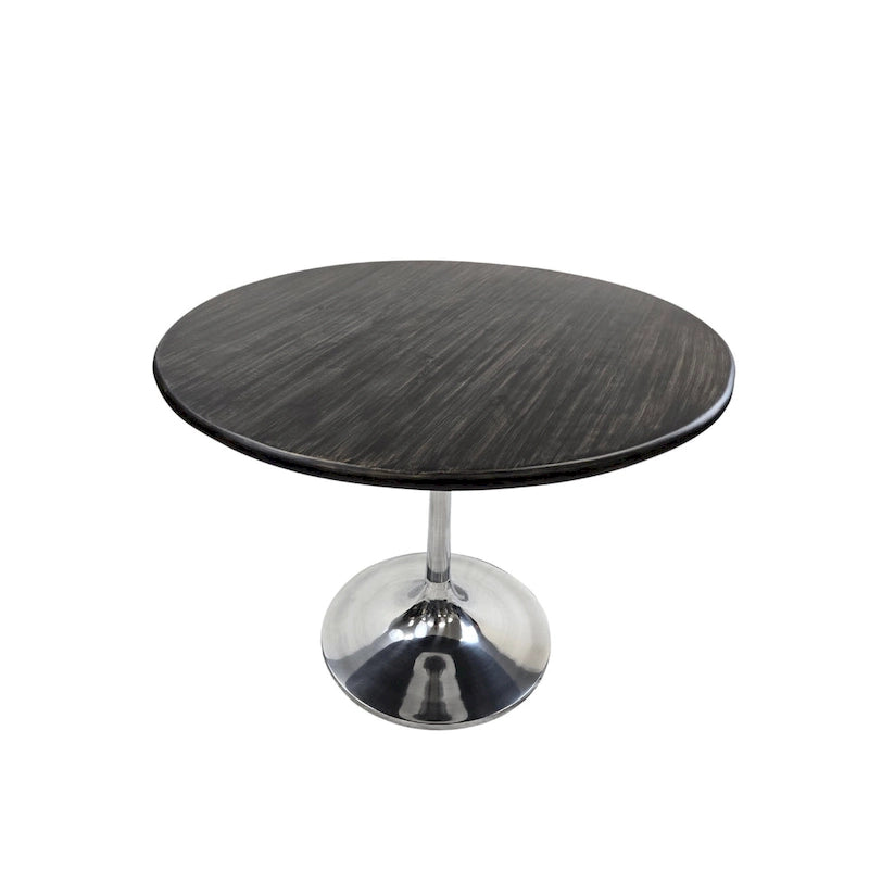 Mesa de comedor redonda con pedestal Elm / Antique Gold & Black, 4 asientos