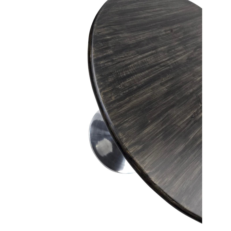 Mesa de comedor redonda con pedestal Elm / Antique Gold & Black, 4 asientos