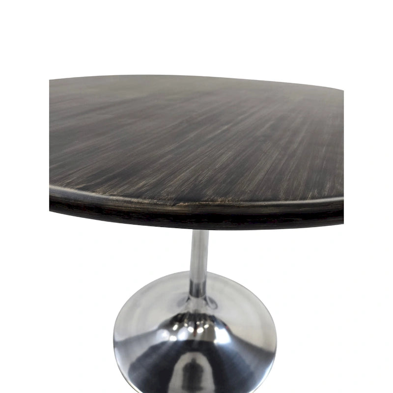 Mesa de comedor redonda con pedestal Elm / Antique Gold & Black, 4 asientos