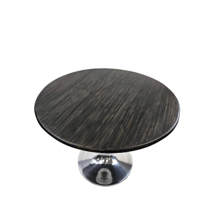 Mesa de comedor redonda con pedestal Elm / Antique Gold & Black, 4 asientos