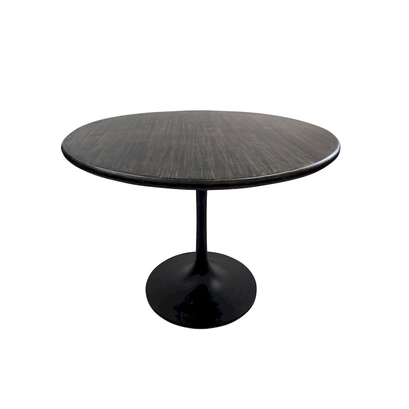 Mesa de comedor redonda con pedestal Elm / Antique Gold & Black, 4 asientos