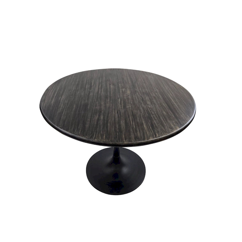 Mesa de comedor redonda con pedestal Elm / Antique Gold & Black, 4 asientos