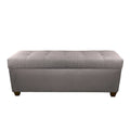 Banco de almacenamiento de lino con botones capitoné, Gris / Beige / Rojo-Gris / Azul Claro, para 1 persona