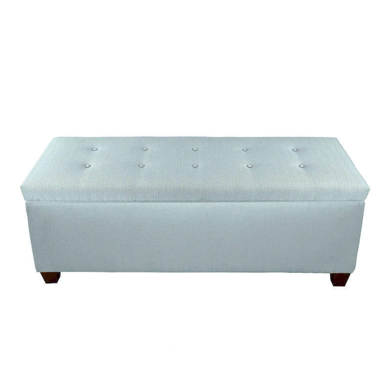 Banco de almacenamiento de lino con botones capitoné, Gris / Beige / Rojo-Gris / Azul Claro, para 1 persona
