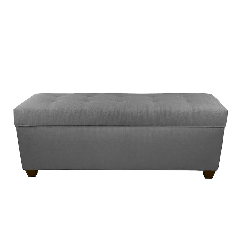 Banco de almacenamiento de lino con botones capitoné, Gris / Beige / Rojo-Gris / Azul Claro, para 1 persona