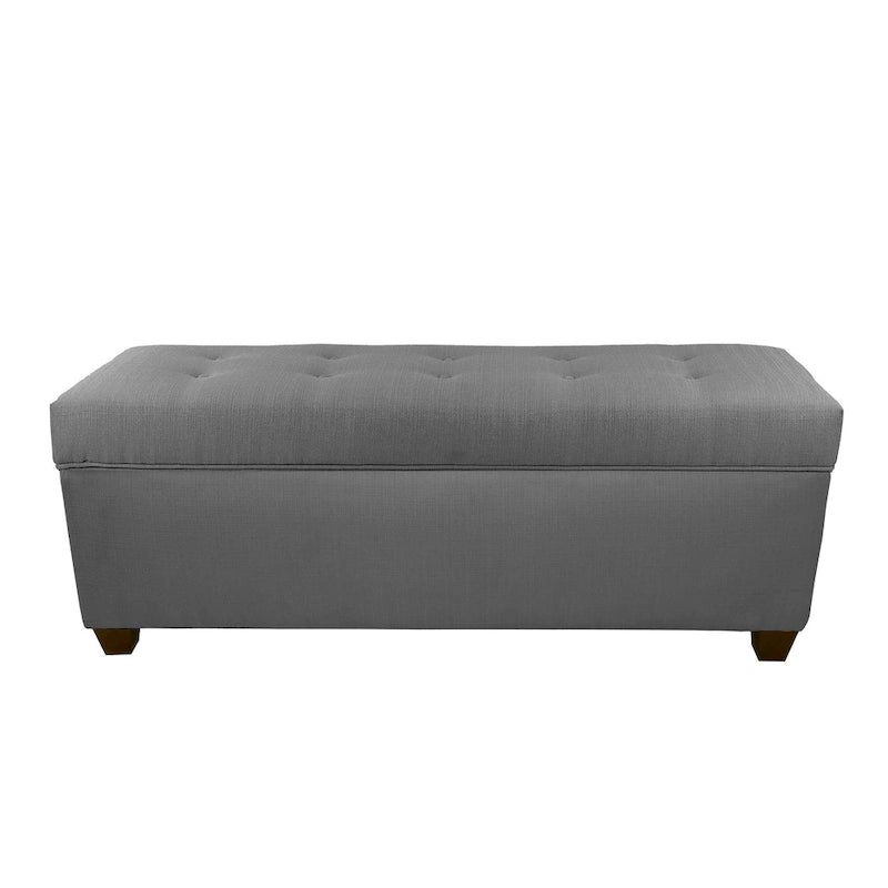 Banco de almacenamiento de lino con botones capitoné, Gris / Beige / Rojo-Gris / Azul Claro, para 1 persona