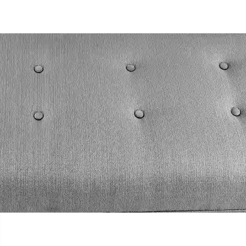 Banco de almacenamiento de lino con botones capitoné, Gris / Beige / Rojo-Gris / Azul Claro, para 1 persona