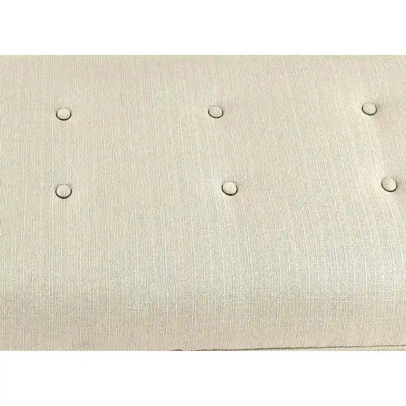 Banco de almacenamiento de lino con botones capitoné, Gris / Beige / Rojo-Gris / Azul Claro, para 1 persona