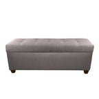Banco de almacenamiento de lino con botones capitoné, Gris / Beige / Rojo-Gris / Azul Claro, para 1 persona