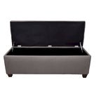 Banco de almacenamiento de lino con botones capitoné, Gris / Beige / Rojo-Gris / Azul Claro, para 1 persona