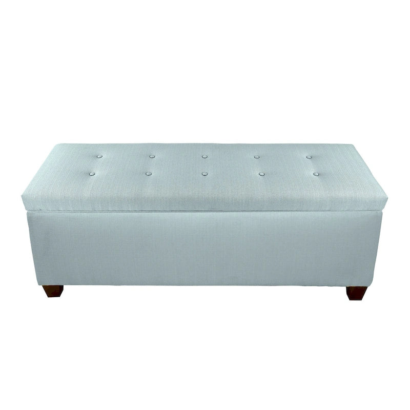 Banco de almacenamiento de lino con botones capitoné, Gris / Beige / Rojo-Gris / Azul Claro, para 1 persona