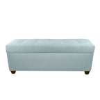 Banco de almacenamiento de lino con botones capitoné, Gris / Beige / Rojo-Gris / Azul Claro, para 1 persona