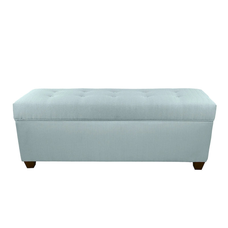 Banco de almacenamiento de lino con botones capitoné, Gris / Beige / Rojo-Gris / Azul Claro, para 1 persona