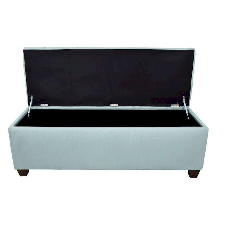 Banco de almacenamiento de lino con botones capitoné, Gris / Beige / Rojo-Gris / Azul Claro, para 1 persona