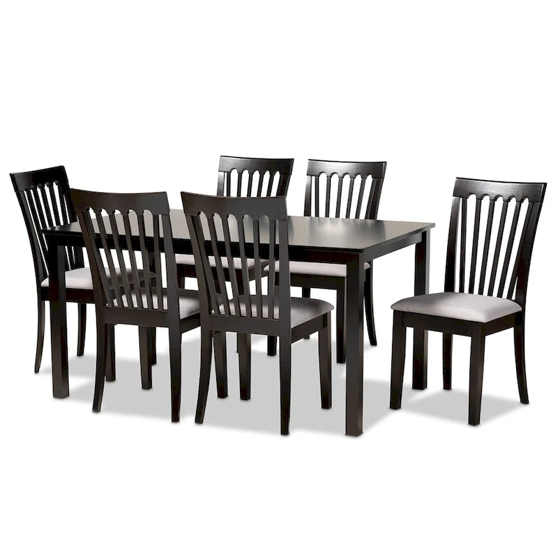 Juego de comedor rectangular gris, 6 plazas