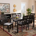 Juego de comedor rectangular gris, 6 plazas