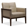 Sillón tapizado Carverdale de 79 cm de ancho, de cuero, color topo/gris, con estructura de madera – 1 asiento