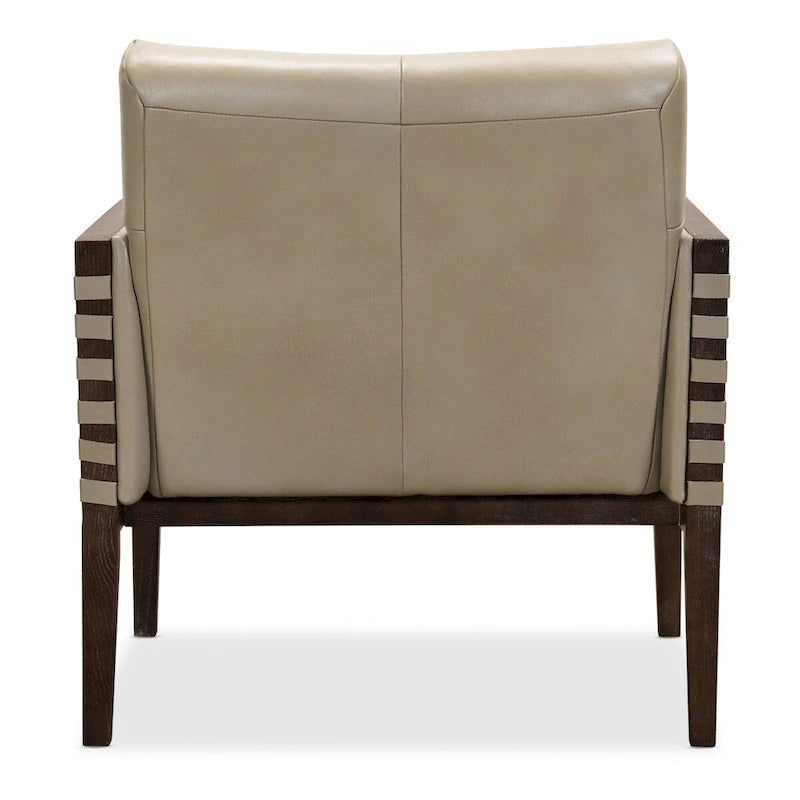 Sillón tapizado Carverdale de 79 cm de ancho, de cuero, color topo/gris, con estructura de madera – 1 asiento