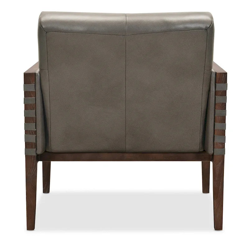 Sillón tapizado Carverdale de 79 cm de ancho, de cuero, color topo/gris, con estructura de madera – 1 asiento