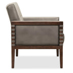 Sillón tapizado Carverdale de 79 cm de ancho, de cuero, color topo/gris, con estructura de madera – 1 asiento
