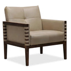 Sillón tapizado Carverdale de 79 cm de ancho, de cuero, color topo/gris, con estructura de madera – 1 asiento