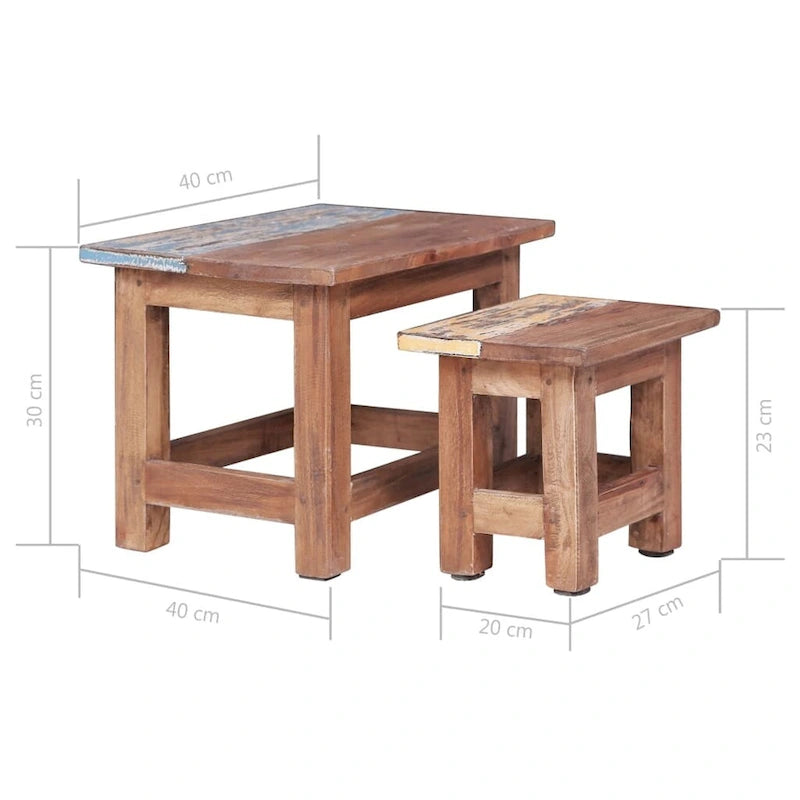 Mesas Auxiliares Nido de Madera Marrón, Juego de 2
